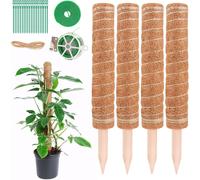 ASFASFq-Lot de 4 tiges de mousse Monstera, 40 cm, tige de plantation en coco Monstera, Monstera, tuteur Monstera pour plantes, support de plantes, tuteur pour plantes grimpantes, bâton de coco nature