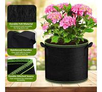 ASFASFq-Lot de 5 Sacs de Plantation Non Tissé 15L, Sac de Plantation Terre en Tissu avec Poignée, Sacs de Culture de Plantes Réutilisable pour Tomates, Carottes, Fraises, Légumes, Fleurs