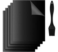 ASFASFq-Lot de 5 tapis de cuisson anti-adhésifs pour barbecue - Réutilisables - Résistants à la chaleur - Pour charbon de bois, électrique et à gaz - 40 x 33 x 0,2 cm