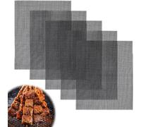 ASFASFq-Lot de 5 Tapis de Cuisson Barbecue, 42x36cm Anti-adhésifs Tapis de Barbecue Réutilisables Grille Barbecue pour Barbecue à Gaz, Charbon, Gril Électrique, Cuisson, Noir