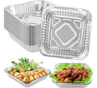 ASFASFq-Lot de 50 barquettes en aluminium pour barbecue - 1300 ml - 22 x 22 x 4 cm - Pour barbecue à gaz, rôti, cuisson