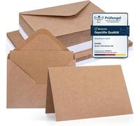 Asfasfq-Lot De 56 Cartes Pliées Vierges Au Format A6 Avec Enveloppes C6 Assorties, Cartes Pliées Vierges, Blanches Et Marron Kraft - Cartes Pliantes Créatives À Créer, Écrire Ou Imprimer