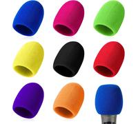 ASFASFq-Lot de 6 housses de microphone en mousse résistantes aux secousses - Filtre de micro lavable pour microphone à main, housses de pare-brise en mousse réduisant les bruits de vent parasites