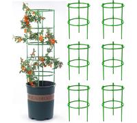 ASFASFq-Lot de 6 Tuteurs pour Plantes, Piquets Verts Ronds Support pour Plantes Support Plante, Aidez Vos Plantes à Pousser - Anneau de Support de Plante Pieux à Hortensias,Pivoines,Plantes Vivaces