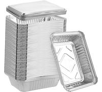 ASFASFq-Lot de 60 barquettes en aluminium avec couvercle - 1000 ml - Avec couvercle - Jetables - 22 x 15,8 x 5,5 cm
