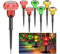 ASFASFq-Lumières Solaires Extérieures 6PCS Lampes Jardin Etanche Lampe Sans Fil LED Imperméables Champignon 3 Couleurs Solaire Extérieur Pour Chemins Pelouse Terrasse Automatique (ROUGE VERT JAUNE)