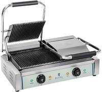 ASFASFq-Machine à Panini Burger Nervurée RCKG-3600-G (2x1.800W, 230V, supérieur plaque de cuisson 21,4x21,4cm, inférieur plaque de cuisson 47,5x23cm, collecteur de graisse)