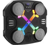 ASFASFq-Machine de Boxe Musicale Jouet de Sport pour Enfants - Cible Bluetooth Murale avec lumières et Son, Cadeau pour garçons et Filles âgés de 3 à 12 Ans (Noir)