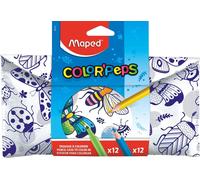 Asfasfq-Maped - Trousse Scolaire Ouverture Xxl - Trousse Personnalisable Réversible, Avec 1 Côté A Colorier - Grande Ouverture Pratique - Trousse Triangulaire 22 X 6cm - Trousse Basic Noire