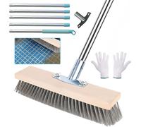 ASFASFq-Mapneng Balai métallique robuste, brosse de jardin avec poignée rétractable (180 cm), balai poussoir extérieur, convient pour nettoyer les taches tenaces sur les jardins, cours, garages, béto