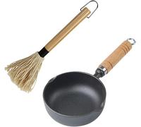 ASFASFq-Marmite en Fonte, Pot à Sauce Grille Barbecue Fonte Barbecue Accessoires avec Pinceaux de Barbecue pour Jardin, Extérieur, Randonnée, Grillades, Cuisson, Cadeau pour Homme (Noir)