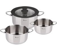 Asfasfq-Masterpro Foodies - Batterie De Cuisine - 4 Pièces Avec Des Casseroles De 4, 20 Et 24 Cm Et Un Couvercle En Verre - Fabriqué En Acier Inoxydable - Compatible Avec Toutes Sortes De Cuisines