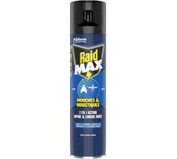 ASFASFq-Max Aérosol Mouches et Moustiques - 2 en 1 Action Rapide et Longue Durée - Sans Parfum Ajouté - 1 Aérosol