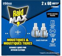 ASFASFq-Max Recharges Diffuseur Electrique Liquide - Anti-Moustiques et Moustiques Tigres 60 Nuits - Sans Parfum - 2 Recharges