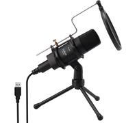 ASFASFq-MCP200 - Micro Condensateur USB Omnidirectionnel avec Trépied et Filtre Anti-Pop - Microphone PC Mac Professionnel avec Pied Enregistreur Podcast Gamer Studio Stream Ordinateur ASMR - Noir