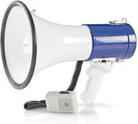 Asfasfq-Mégaphone - Portée Maximale: 1500 M - Contrôle Du Volume Maximale: 135 Db - Microphone Détachable - Sirène Intégrée - Bandoulière - Blanc/Bleu
