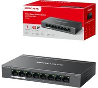 ASFASFq-MERCUSYS - Commutateur Gigabit d'ordinateur 8 ports avec PoE+ 7 ports, PoE 65 W, compatible avec PDs 802.3af/at, gestion de l'alimentation, boîtier métallique, Plug & Play, aucune configurati