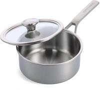 Asfasfq-Merten & Storck Tri-Ply Stainless Steel, Casserole De 18 Cm/2 L En Inox Trois Couches Avec Couvercle, Compatible Avec L'induction, Multicouche, Va Au Four, Argent