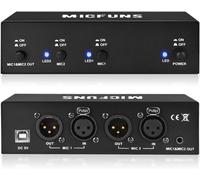 ASFASFq-Micfuns MC2 Alimentation fantôme 2 canaux 48 V avec câble audio 3,5 mm pour connecter l'interface audio pour microphone à condensateur Équipement d'enregistrement de musique (2 canaux)