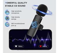 ASFASFq-Micro Cravate sans Fil, Plug & Play pour iphone/Taye-c, Réduction Intelligente du Bruit pour Youtube, Vlog, Tiktok, Interviews (Noir)¿