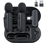 ASFASFq-Micro Cravate sans Fil pour iPhone/Android/USB C avec Étui de Chargement Microphone de Lavalier sans Fil pour Enregistrement Vidéo, Vlog, TikTok, Youtube, Interviews