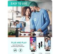 ASFASFq-Micro Cravate sans Fils pour iOS/Android,Micro Cravate sans Fil,Microphone Plug-Play Professionnel,Microphone Bluetooth Clip-on Lavalier,Mini Microphone,Wireless Microphone Lavalier