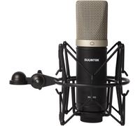 ASFASFq-Microphone à condensateur XLR, grand diaphgramme, kit de microphone cardioïde professionnel avec support antichoc, pour studio, diffusion en direct, podcas (noir)