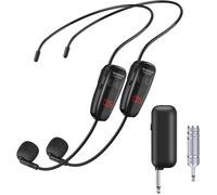 ASFASFq-Microphone sans Fil, Micro Casque sans Fil, UHF Double Microphone Wireless avec Affichage Numérique LED, pour Guide Touristique/Enseignement/Discours