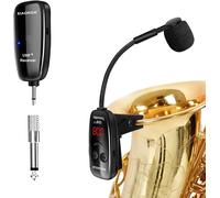 ASFASFq-Microphone sans Fil pour Saxophone, Microphone Wireless UHF pour Instruments de Musique, Récepteur et émetteur sans Fil pour Saxophone/Trompette/Trombone/Clarinette