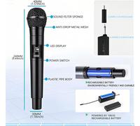 ASFASFq-Microphones sans fil, karaoké avec Bluetooth pour chant, parole, église, fête, karaoké à domicile, DJ, mariage, avec récepteur rechargeable de portée de 50 m
