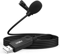 ASFASFq-Mini Microphone USB pour PC, Microphone à condensateur omnidirectionnel USB Lavalier avec câble de 2 m pour PC, Ordinateur Portable, Podcast, interviews, Skype, réseau et Enregistrement