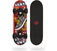 Asfasfq-Mini-Skateboard 17"", Planche En Bois 43 X 13 Cm, Roues En Plastique 50 X 30 Mm, Design : Skate It Out, 510610, Noir