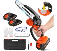 ASFASFq-Mini tronçonneuse avec batterie, 6 pouces, batterie de 4000 mAh, 6-8 m/s, tronçonneuse électrique, avec réservoir d'huile et serrure de sécurité, tronçonneuse sans fil portable pour cour, mai