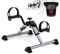 Asfasfq-Mini Vélo D'appartement Pliable, Pédalier Pliable Pour Exercice Des Bras, Jambes, Écran Lcd, Sangle & Résistance Réglable, Facile À Utiliser Et À Ranger - Noir/Argent