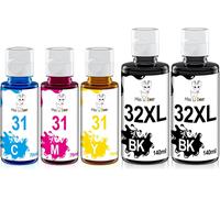 ASFASFq-Miss Deer 31XL 32XL Cartouche d'encre Remplacement pour HP 31 32XL Compatible avec Smart Tank 555 455 457 570 559 655 7305 7605 7306 7005 5105 (2 Noir 1 Cyan 1 Magenta 1 Jaune)