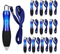 Asfasfq-Mitening 12pcs Stylos À Bille Rétractable, Gros Stylos À Bille Rétractables Avec Corde De Suspension Grands Stylos À Prise Larges Stylos À Bille Ergonomiques Pour L'ecole Et Au Bureau - Bleu