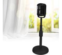 ASFASFq-Modèle de Microphone à L'ancienne de Simulation de Micro D'accessoire Vintage avec Base Stable et Tige de Support Ensemble D'accessoires de Micro de Style Rétro pour la Photographie(Le Noir)