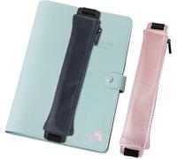 Asfasfq-Moko 4 Pièces Étuis À Stylos Pour Carnet De Notes, Trousses À Crayons Élastiques En Cuir Pu Avec Bande Réglable, Pochette De Stylo Avec Fermeture Éclair, Porte-Stylos Pour Fournitures