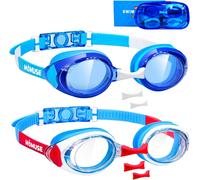 Asfasfq-Momuse Lunettes De Natation Pour Enfants 2 Pièces, Avec Plaquettes De Nez 3 Tailles, Etanches Et Anti-Buée Et Vision Claire, Lunettes De Piscine Pour Garçons Filles 4-16 Ans