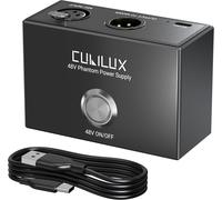 ASFASFq-MPX-1 Alimentation fantôme 48 V avec câble USB C - Alimentation portable en aluminium avec entrée et sortie XLR et fixation Arri 1/4" pour microphones à condensateur