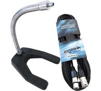 ASFASFq-ms65 lourd Trépied de table microphone support col de cygne Chromé + Câble XLR 6 m