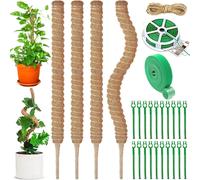 ASFASFq-NCKIHRKK Lot de 4 Tuteur Plante, 70cm Tuteur Monstera Pliable, Grimpante sur Piquet de Plante de Fibre de Coco, Tuteur Sphaigne avec Serre-câble, Ficelle, Plante Monstera pour Maison Jardin