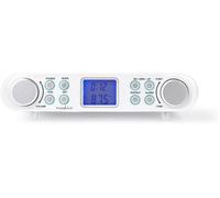 ASFASFq-Nedis Radio sous Armoire avec 30 Stations FM préréglées, réveil, minuterie, AUX, 3,5 mm et LCD, Blanc