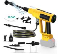 ASFASFq-Nettoyeur haute pression sans fil compatible avec batterie Dewalt 20 V, 340 W, 4 vitesses, pistolet de nettoyage sans balais avec tuyau de 5 m, buse 6 en 1, filtre, pichet à mousse, buse rota
