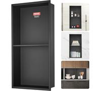 ASFASFq-Niche Encastrable Salle de Bain 33,02x63,5 cm Niche Douche Murale Double Étagère Acier Inoxydable 304 Scellée Étanche Facile à Nettoyer Moderne pour Stockage de Savon Douche Salle de Bains, N