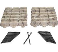 ASFASFq-No-Dig Bordure paysagère avec Pointes d'ancrage, 6,9 cm de Haut, Bordure de Jardin décorative Aspect Pierre, kit de 4,6 m, Marron