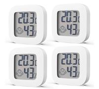 ASFASFq-nuyikaso 4 pièces Thermomètre Hygromètre Interieur Mini LCD Digital Mural pour Maison Bureau Chambre de Bébé Vestiaire Blanc