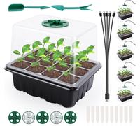 ASFASFq-NVIYAM Lot de 5 mini serres de culture à 60 cellules avec lumière, serre d'intérieur avec couvercle haut, boîte de culture pour plantes, petite station de culture
