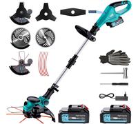 ASFASFq-Olubfdh Coupe Bordure sans Fil avec Batterie 21V 2 * 4000 mAh Moteur sans Balai de 1000W 3 en 1 Debroussailleuse Electrique sans Fil, Affichage de Batterie, Poignée Réglable, Tête Pivotante 9
