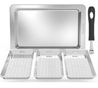 ASFASFq-Onlyfire Panier Grille pour Barbecue Set, Panier à Barbecue, Panier à Légumes, Comprend 3 Panier à Griller Trous en Acier Inoxydable, Panier Cuisson pour la Cuisson des Poissons, Légumes ou C